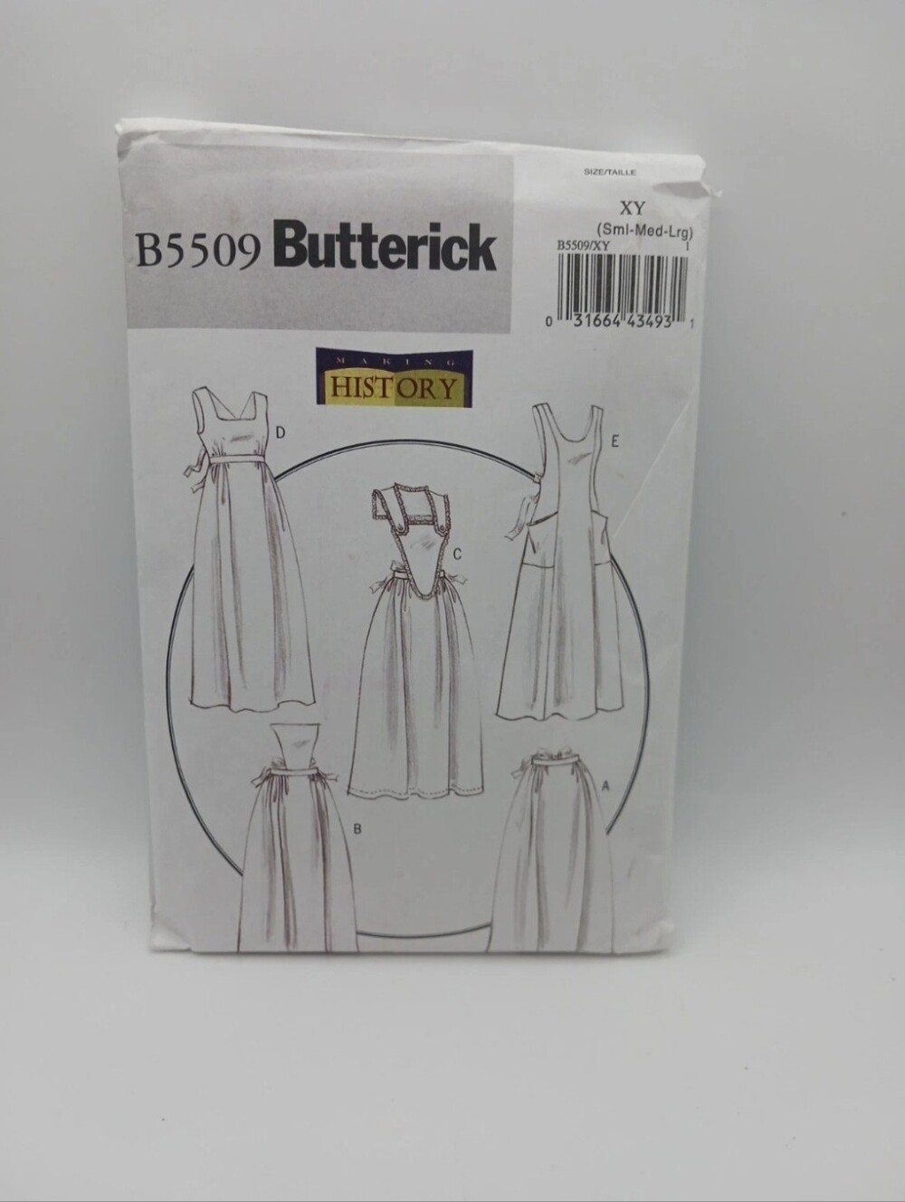Butterick B5509 Sewing Costume Historical Apron Pattern Uncut Sizes S,M,L